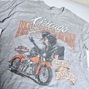 Vintage  Harley Davidson Tribal Gangster T-Shirt Gun Chicago Illinois Chopper S